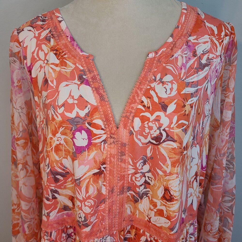 Torrid 3X Babydoll Fabric Mix Floral Super Soft Balloon Chiffon Sleeve Top Boho - Picture 7 of 16
